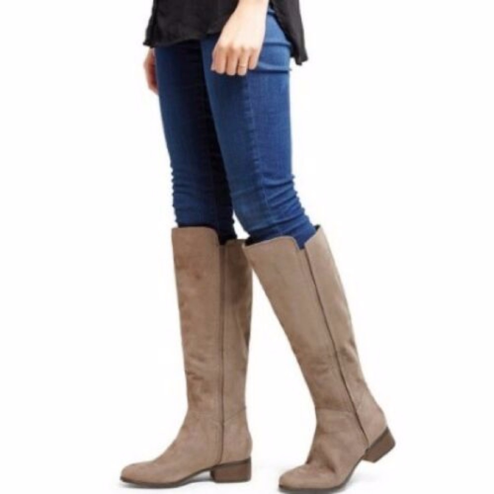 NEW Merona Taupe Grey Faux Suede Riding Boots